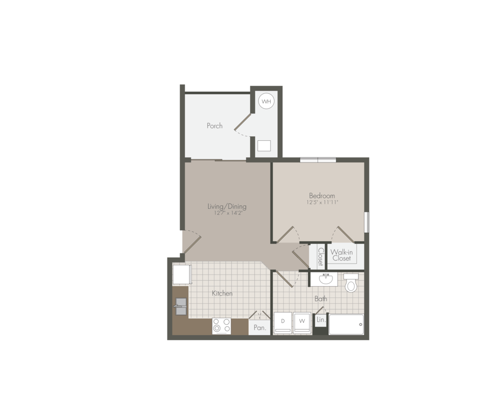 1 bed x  1 bath floor plan